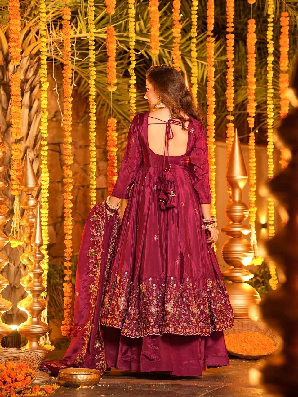 The Radiant Mustard Botanical-Hem Anarkali